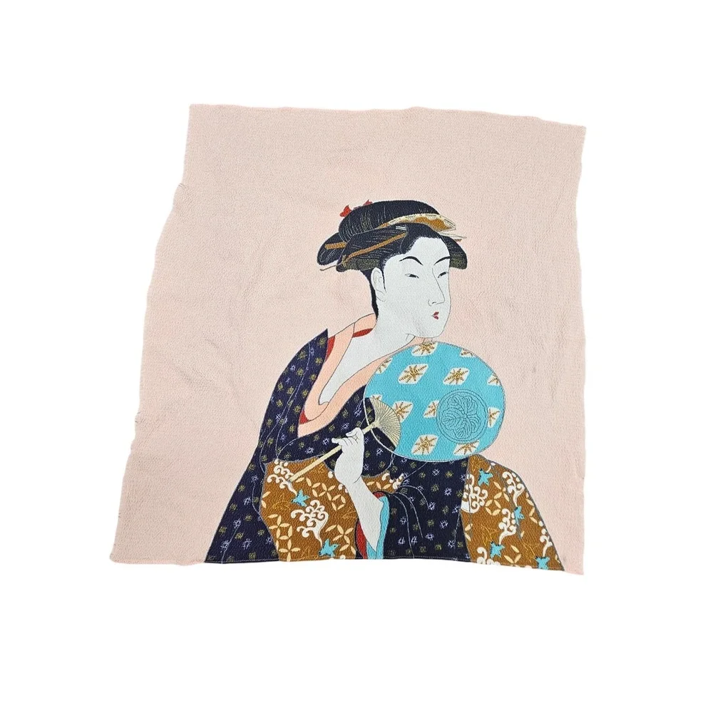 Yu-Soku‎ Furoshiki Tapestry Gift Wrap Pink Japanese Geisha Chirimen Art Cloth